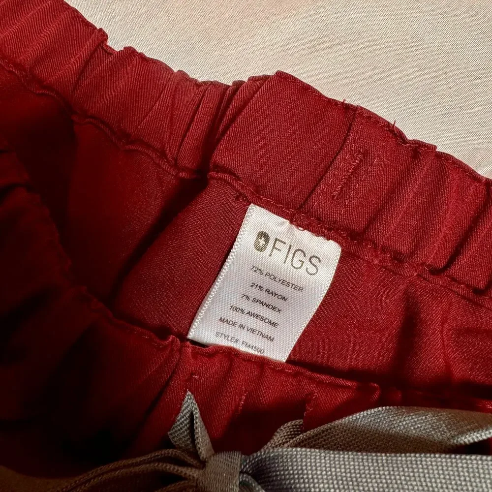 FIGS Pisco Basic Scrub Pants Burgundy Maroon Men’s XXL 2XL PO 1810 Bottoms Red